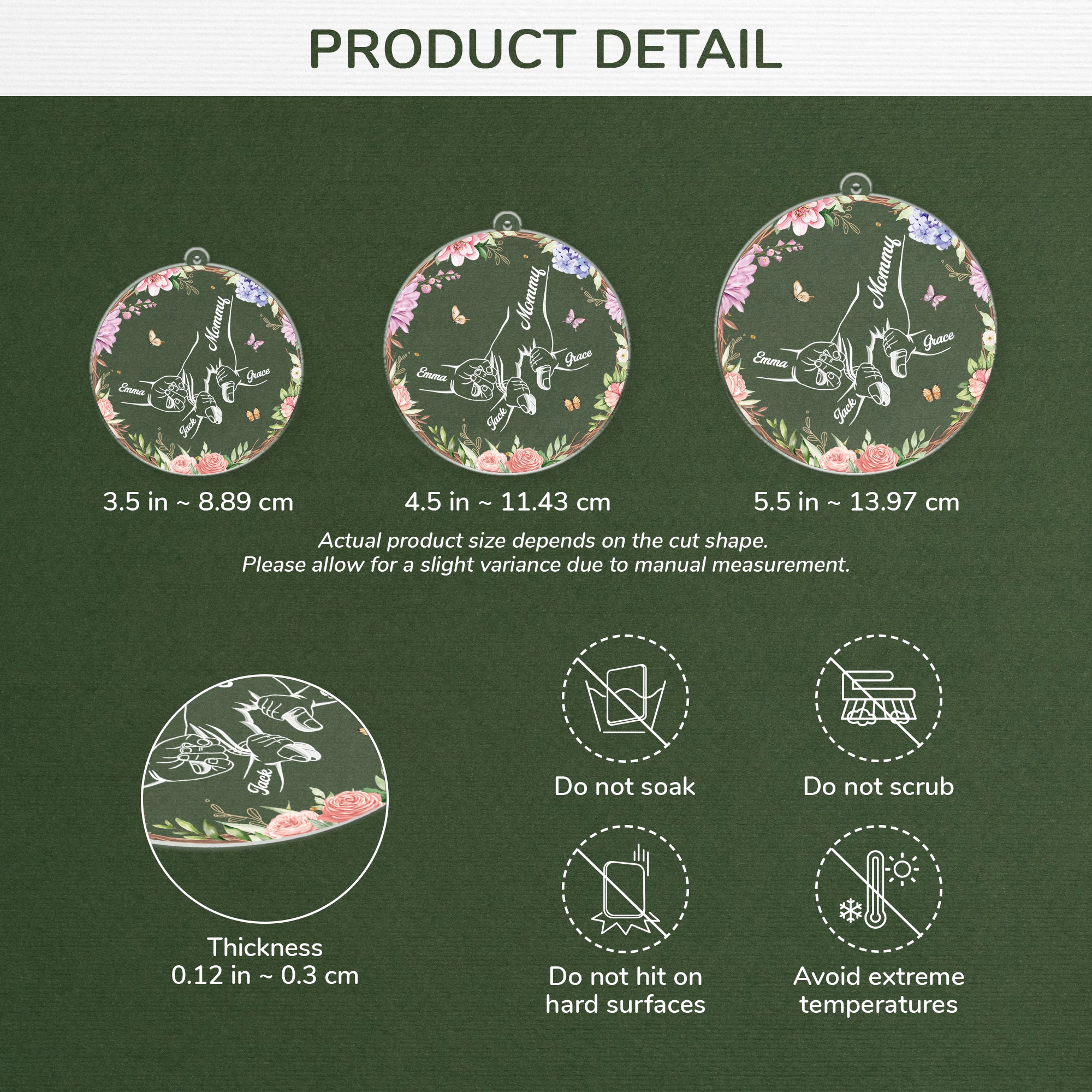 6401OUS3 acrylic floral christmas ornaments custom gifts for mom grandma 6401O3TQA