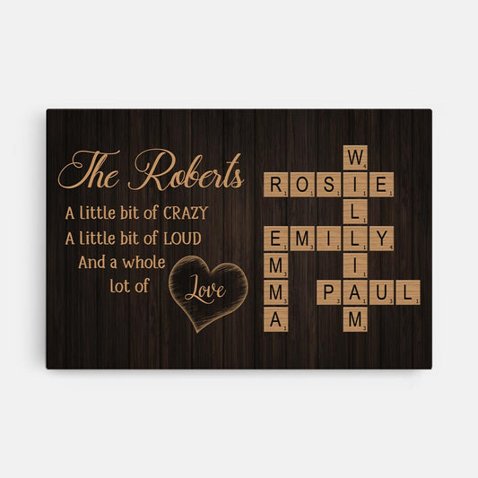6412CUS1 personalized family crossword canvas_ family a little bit of crazy wall art_ 6412C6VAI