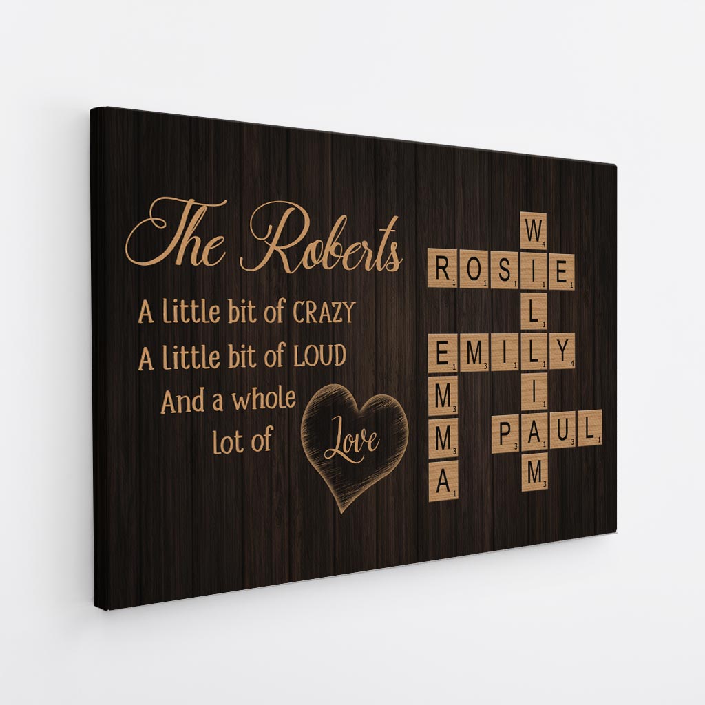6412CUS2 personalized family crossword canvas_ family a little bit of crazy wall art_ 6412C6VAI