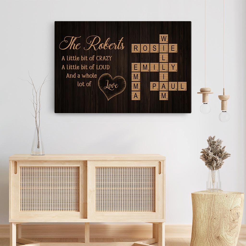 6412CUS3 personalized family crossword canvas_ family a little bit of crazy wall art_ 6412C6VAI