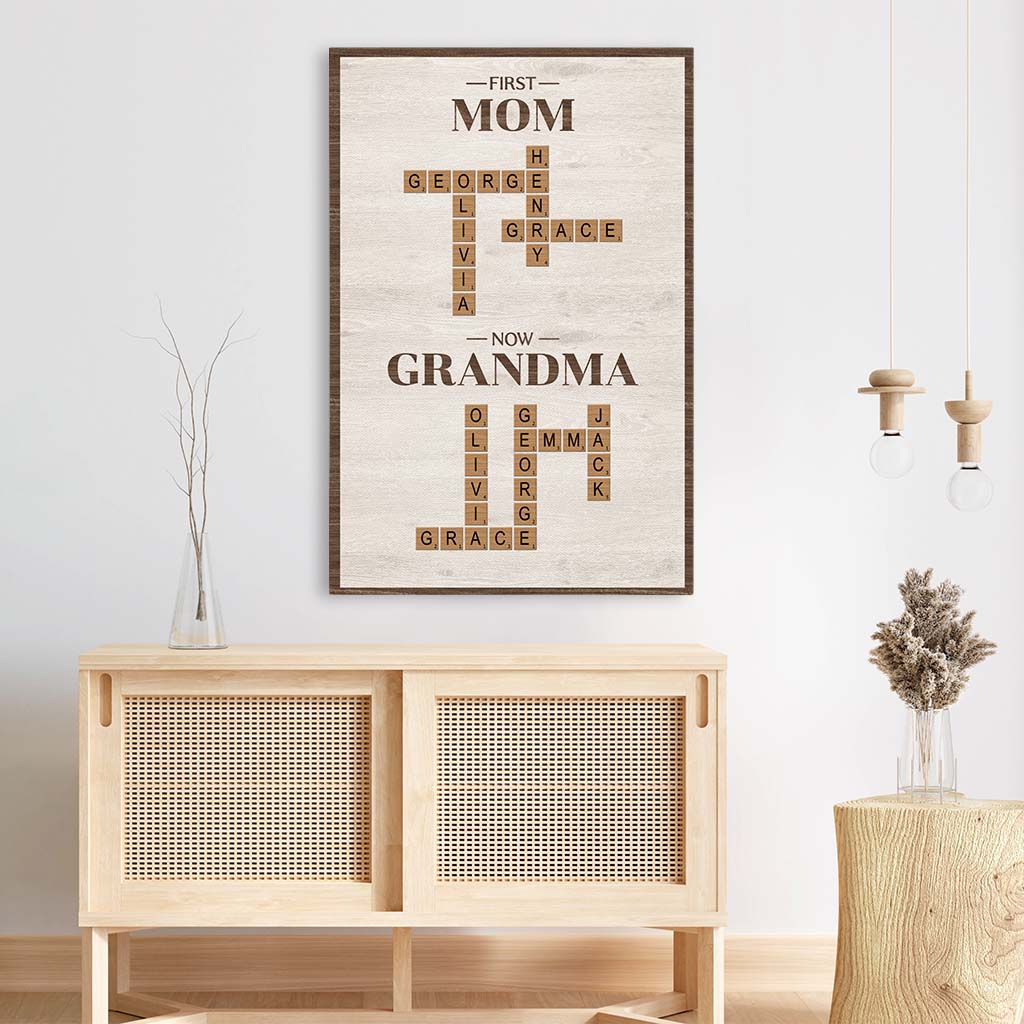 6416CUS3 first mom now grandma canvas personalized crossword gifts 6416C6VNA
