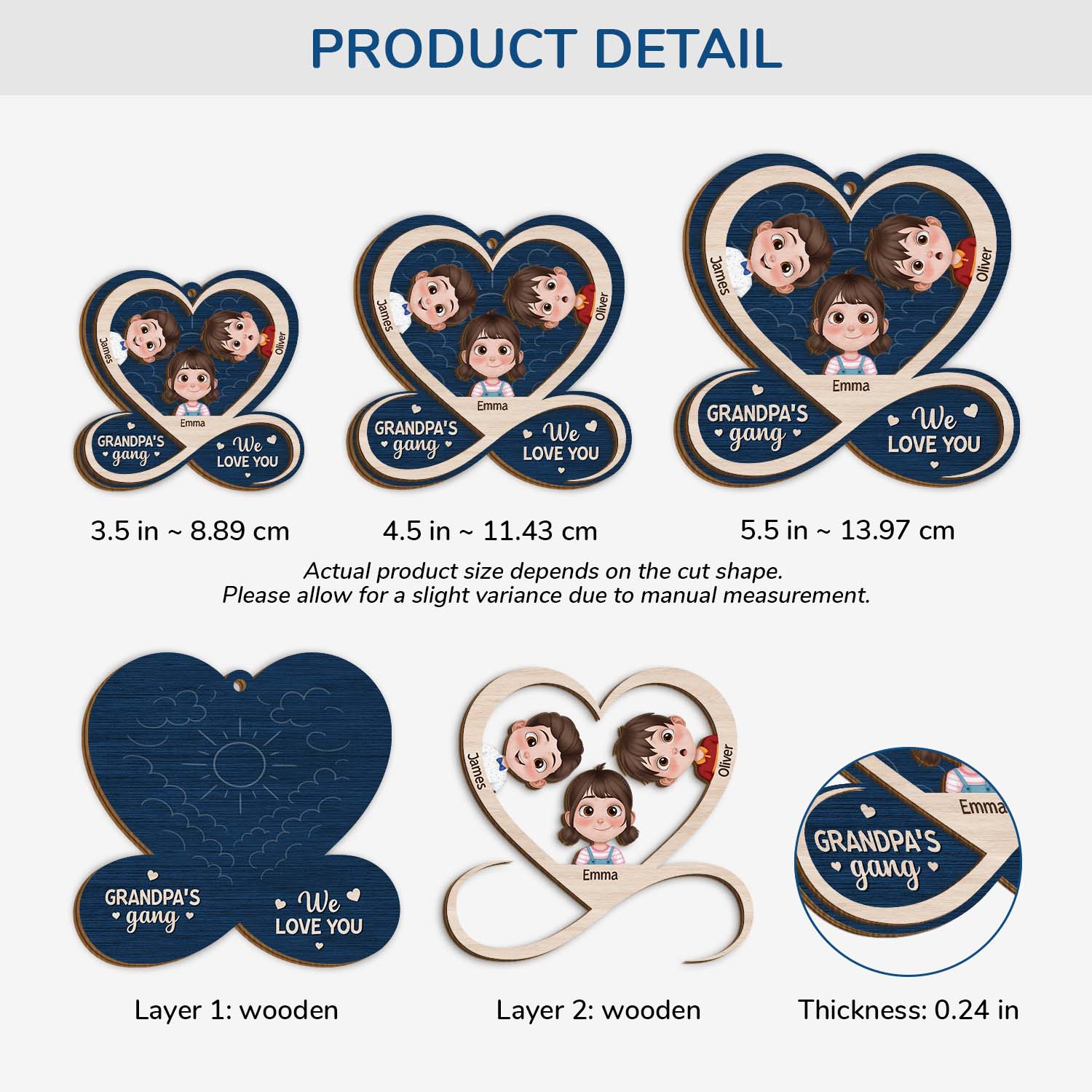 6423OUS3 personalized 2 layered wooden ornament gifts for grandma grandpa 6423O6KMB