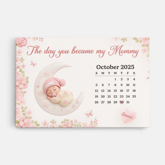 6443CUS1 the day you became my mom canvas with photo personalized baby gifts 6443CKPZA