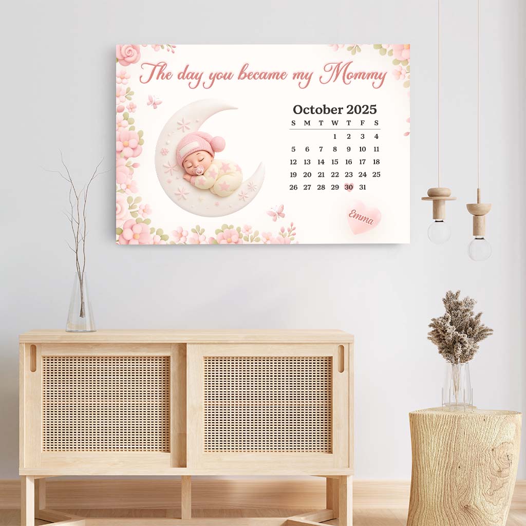 6443CUS3 the day you became my mom canvas with photo personalized baby gifts 6443CKPZA