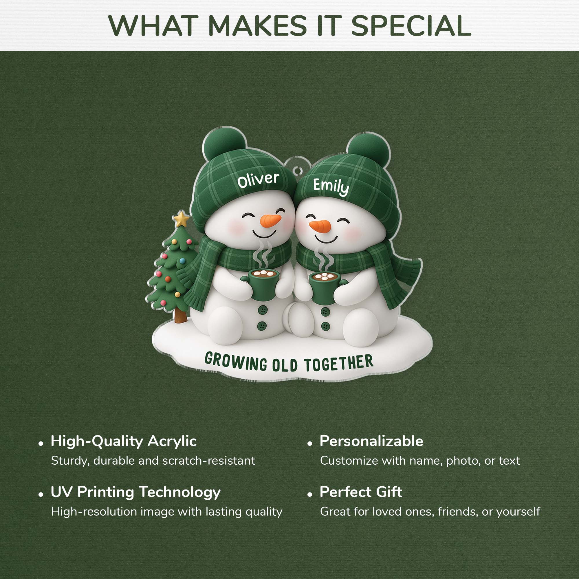 6452OUS4 3d printing effect acrylic snowman couple ornaments custom xmas gifts 6452O8V5G