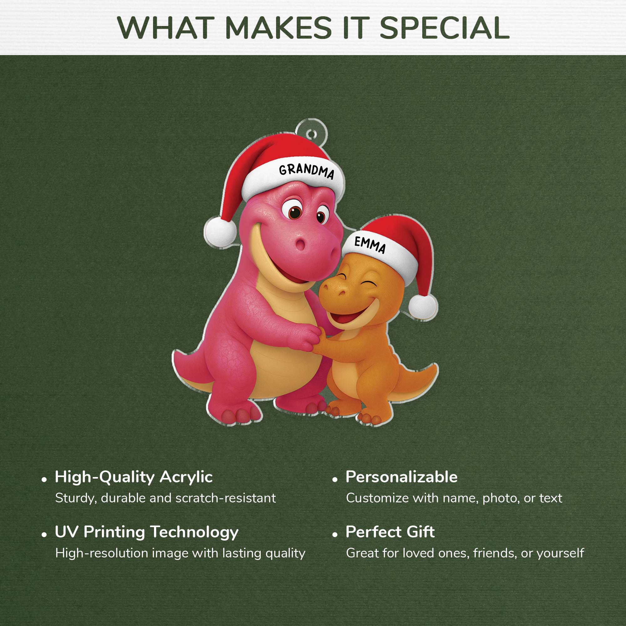 6453OUS4 3d printing effect personalized dinosaur christmas ornaments acrylic grandparent gifts 6453O8V5A