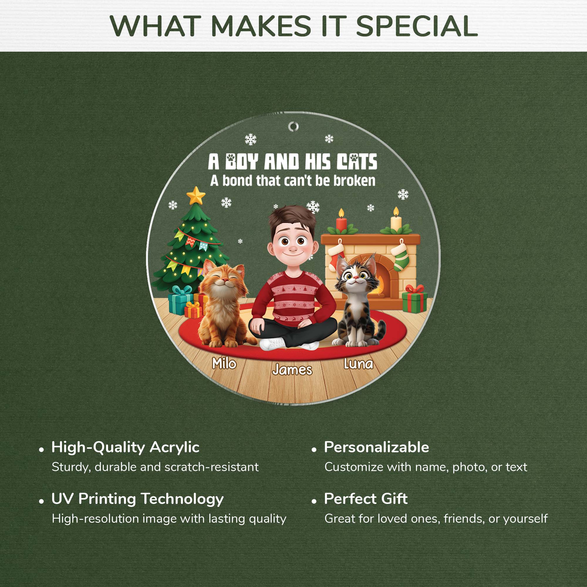 6454OUS4 custom acrylic christmas ornaments xmas gifts for cat owners 6454OKM5C