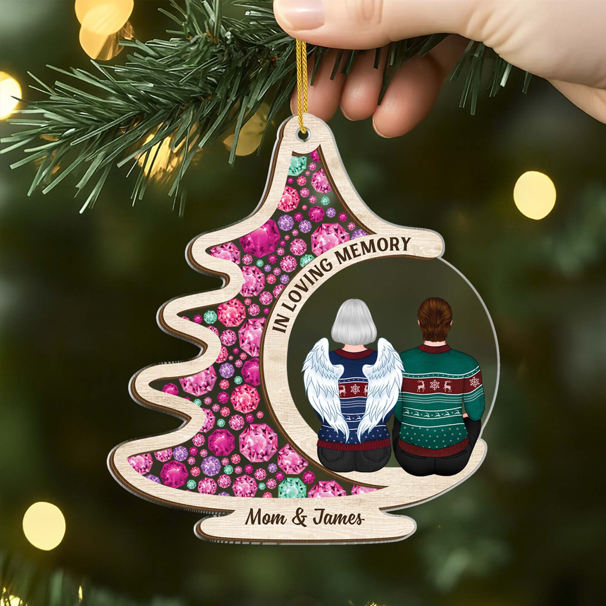 6456OUS2 3d printing effect acrylic christmas tree ornaments custom memorial gifts 6456O3TNA