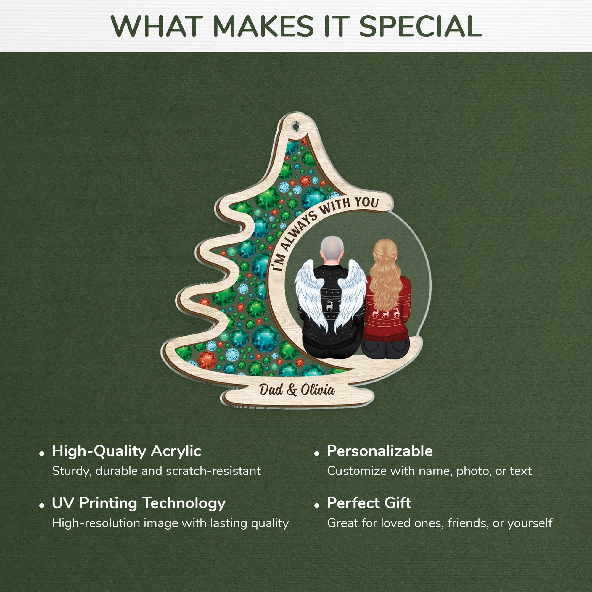 6456OUS4 3d printing effect acrylic christmas tree ornaments custom memorial gifts 6456O3TNA