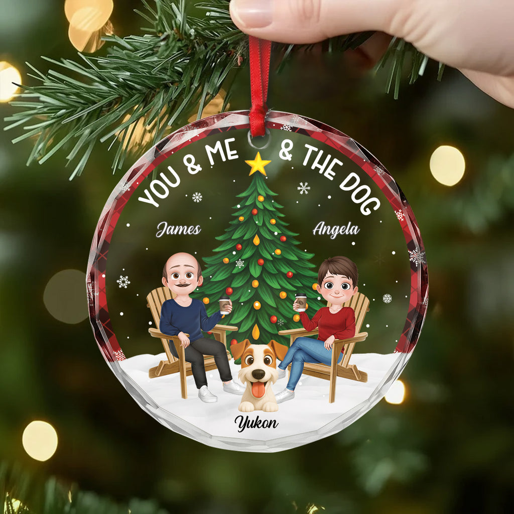 6458OUS2 glass couple with dog ornament_ personalized christmas gifts 6458O3VMC
