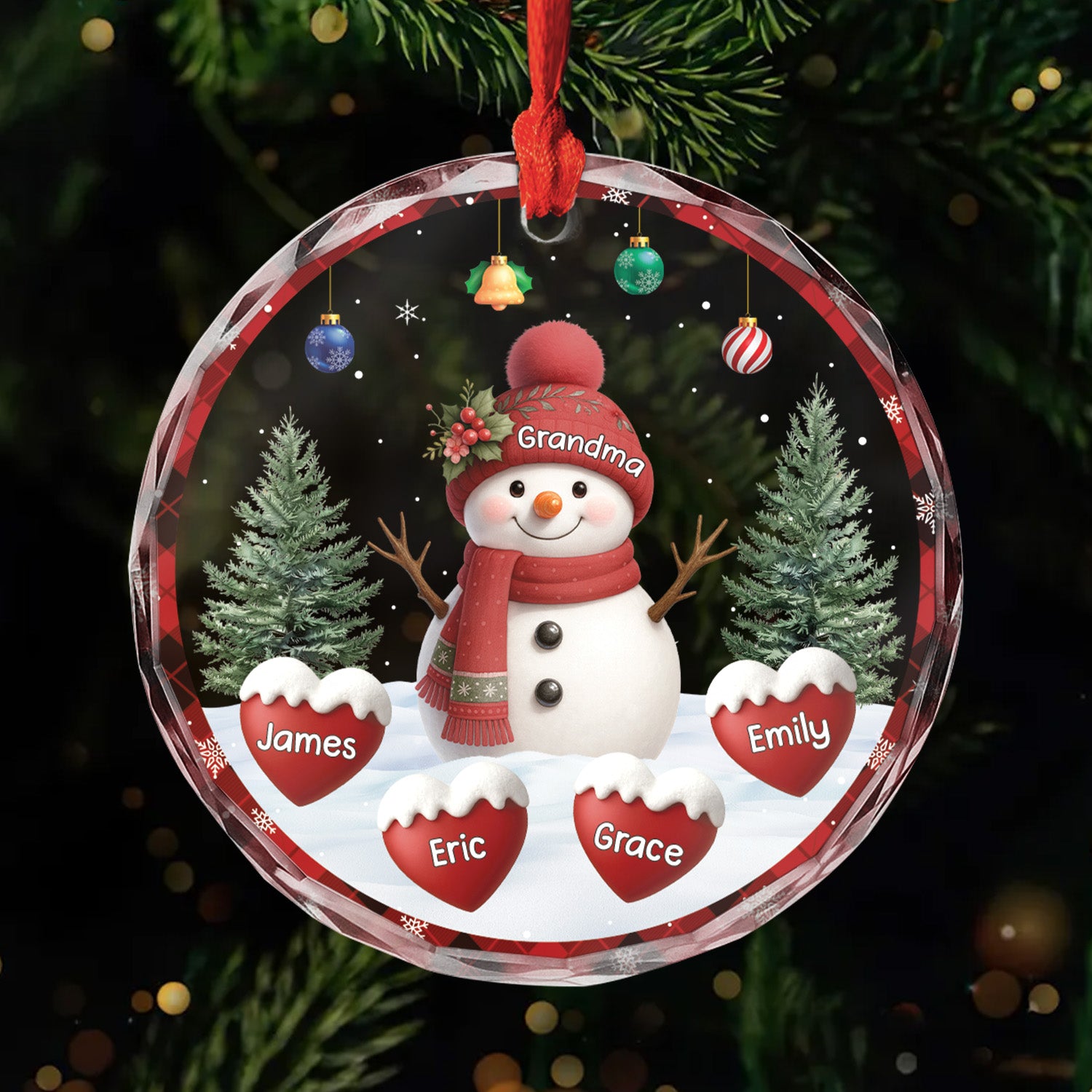 6461OUS1 glass snowman ornament custom christmas gifts for grandma grandpa 6461O3PCA