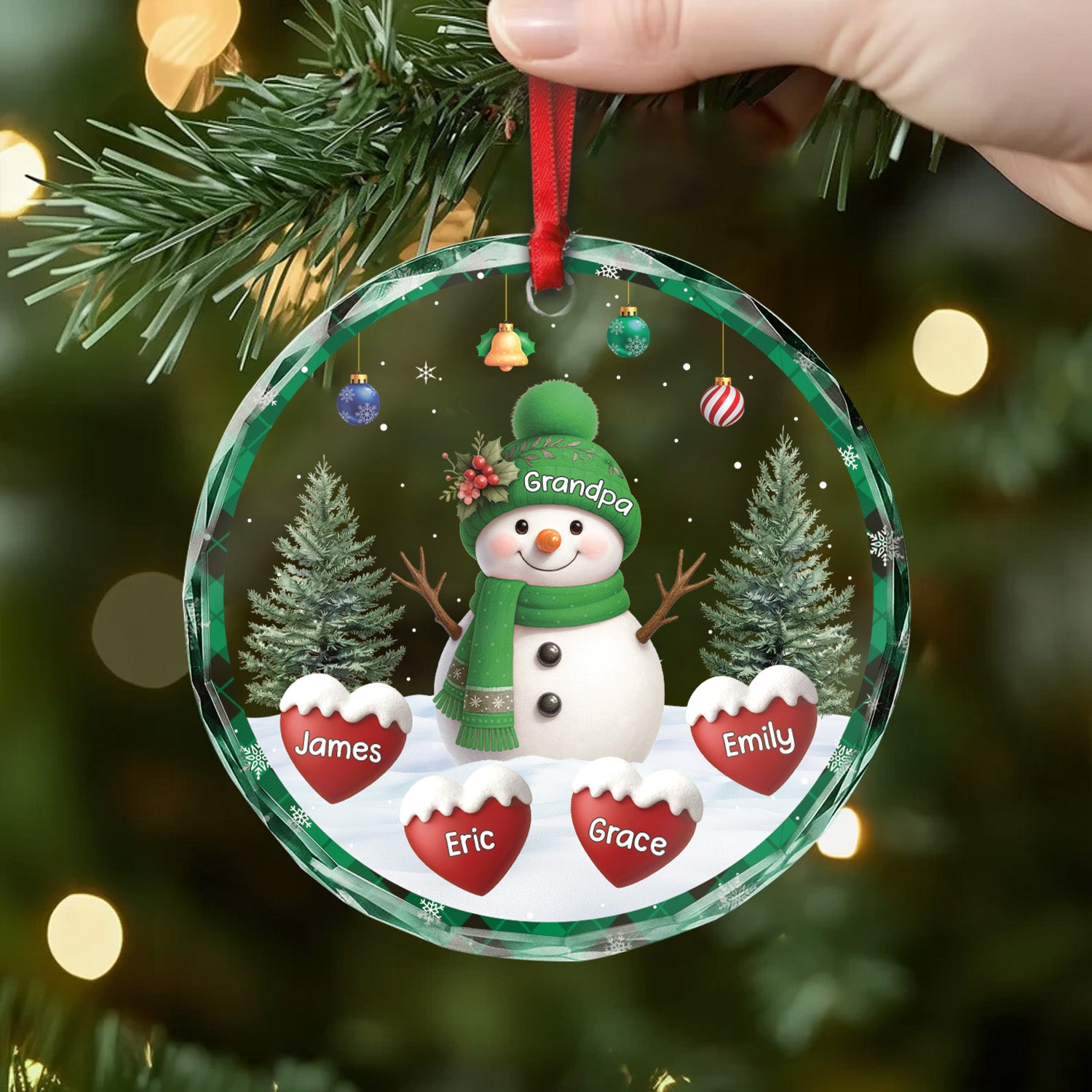 6461OUS2 glass snowman ornament custom christmas gifts for grandma grandpa 6461O3PCA