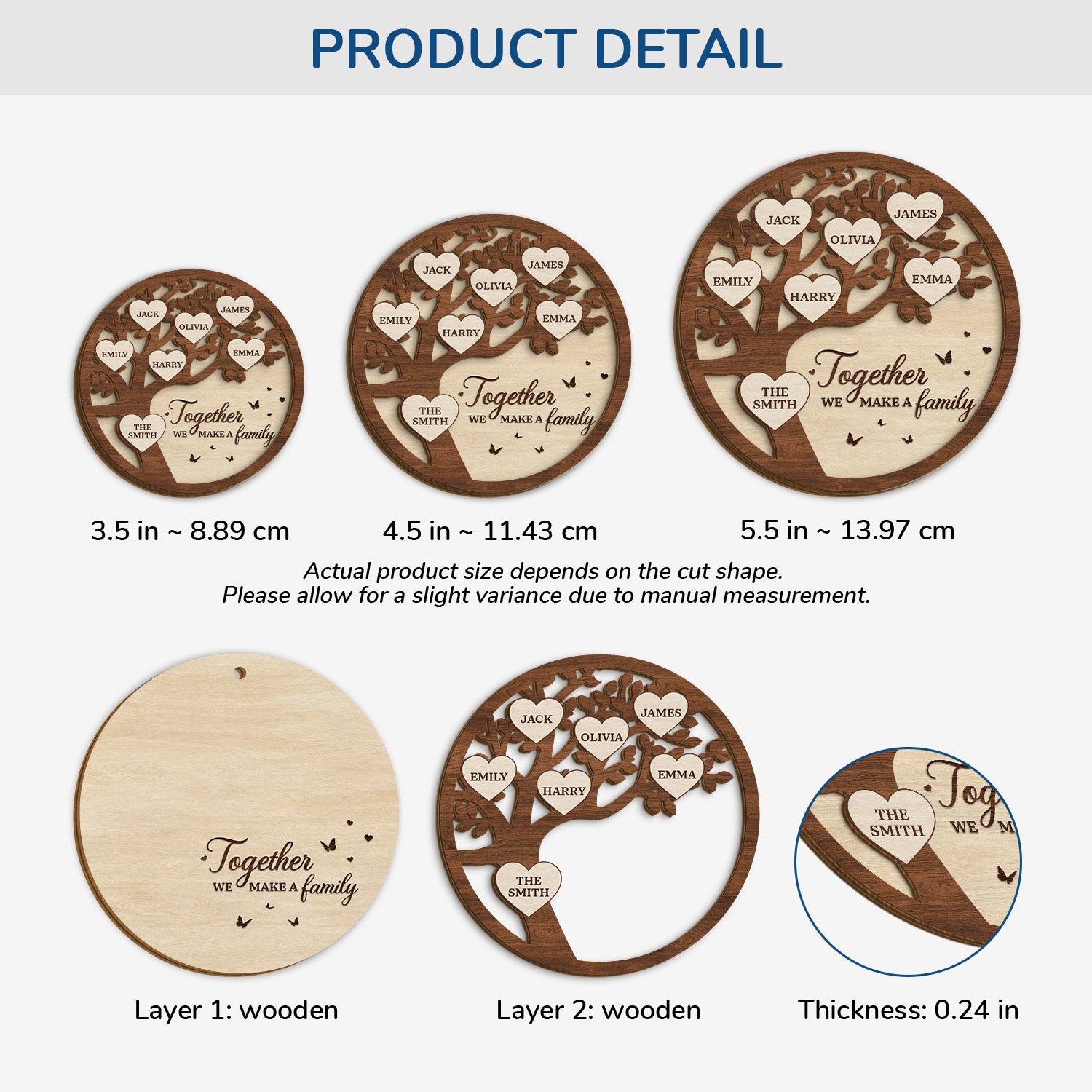 6469OUS3 personalized family tree gifts 2 layered wooden xmas ornaments 6469O3ZMI