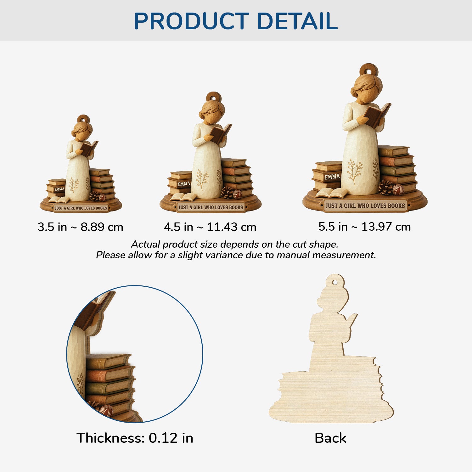 6479OUS3 3d printing effect custom 1 layered wood xmas ornaments gifts for book lovers women 6479O8VMA