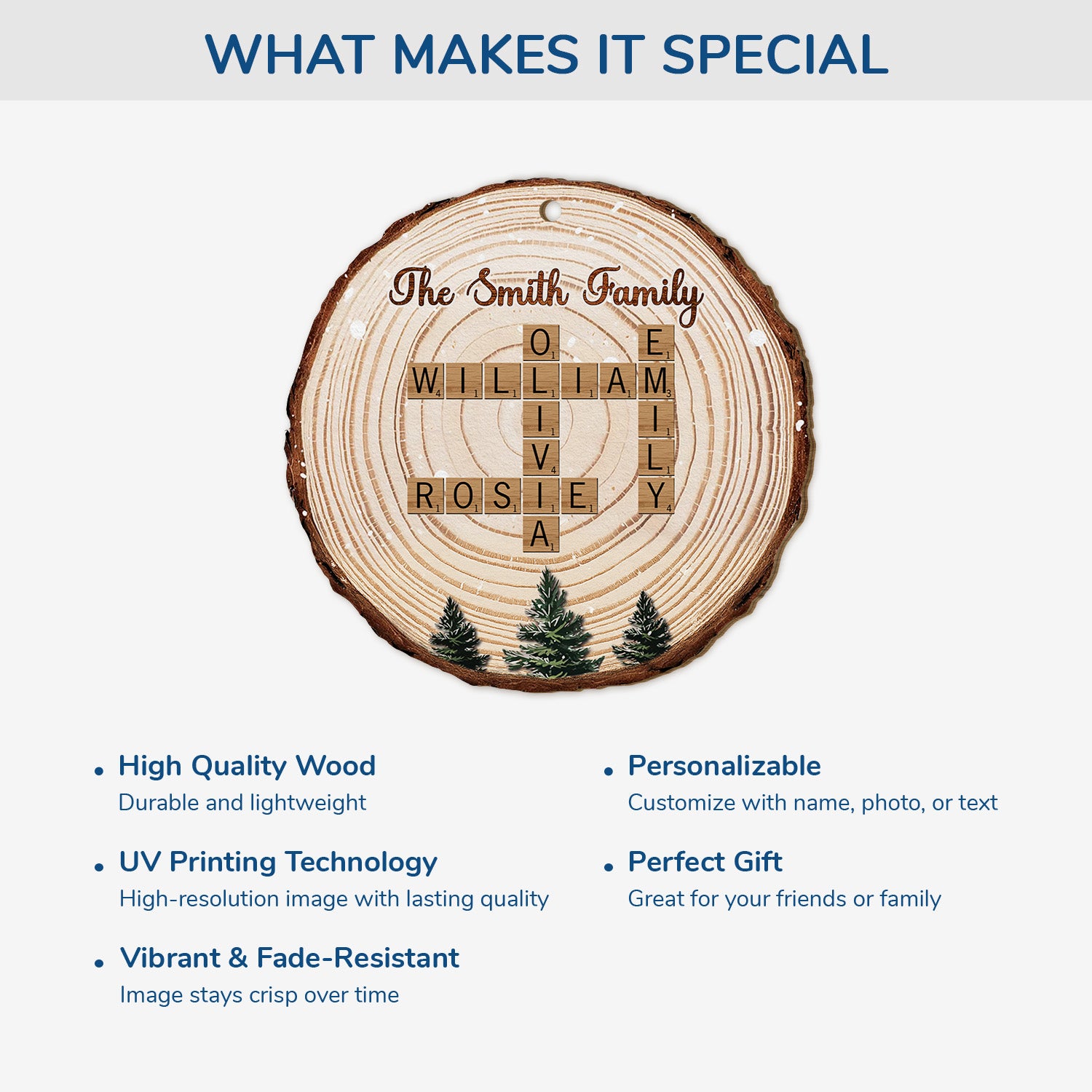 6502OUS4 custom 1 layered wooden christmas ornament family crossword puzzle gift 6502O3TTI