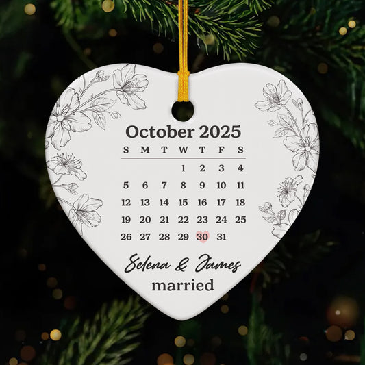 6513OUS1 ceramic calendar wedding christmas ornament personalized gift for couples 6513OKTNG