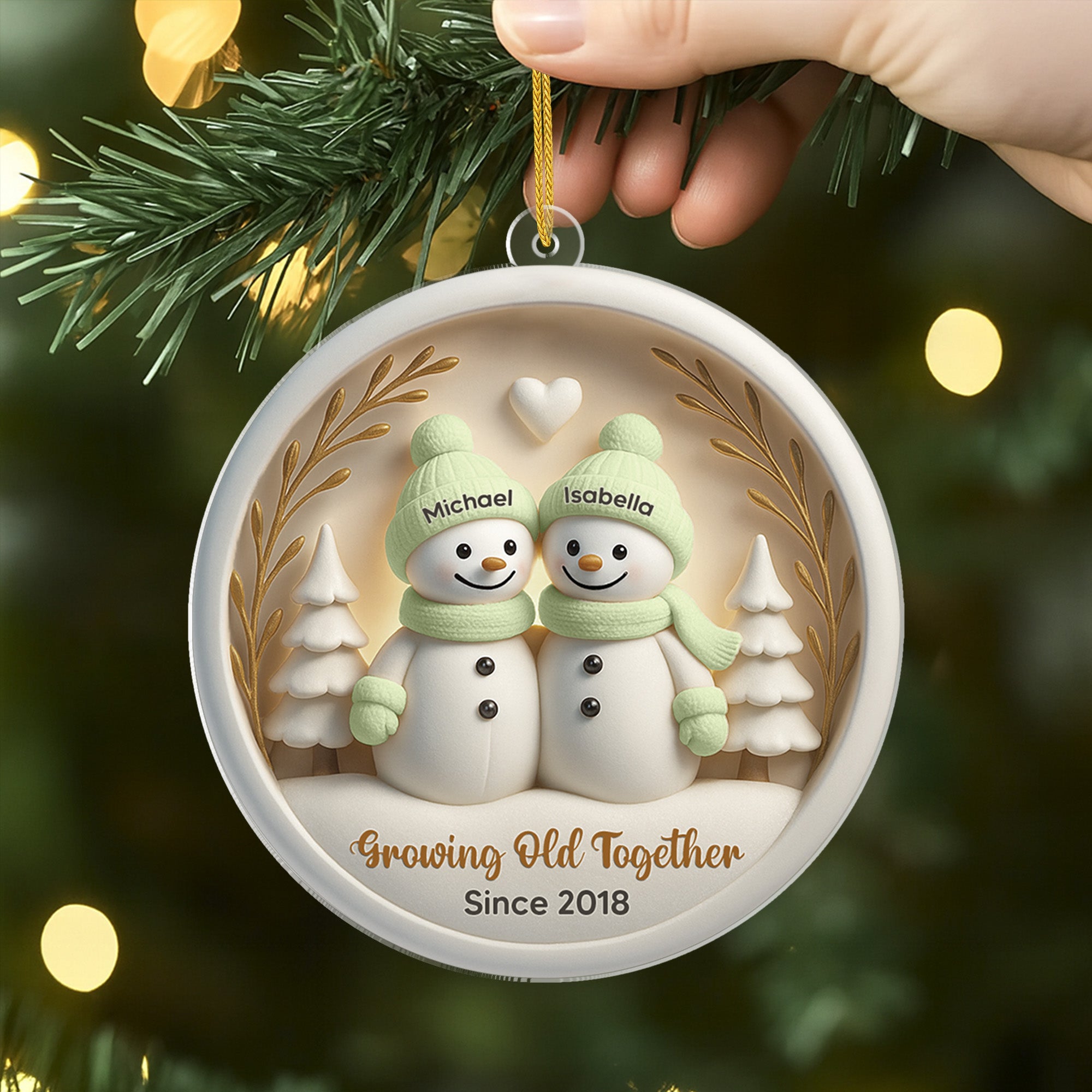 6515OUS2 3d printing effect acrylic snowman christmas ornament personalized couple gifts 6515O8VMG