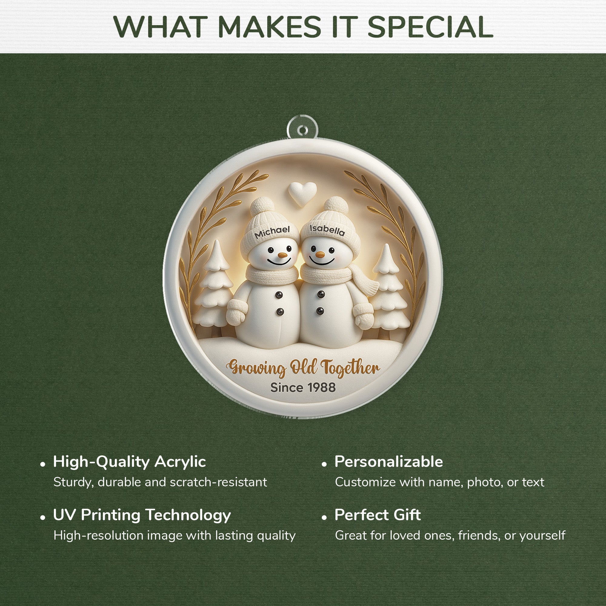 6515OUS4 3d printing effect acrylic snowman christmas ornament personalized couple gifts 6515O8VMG