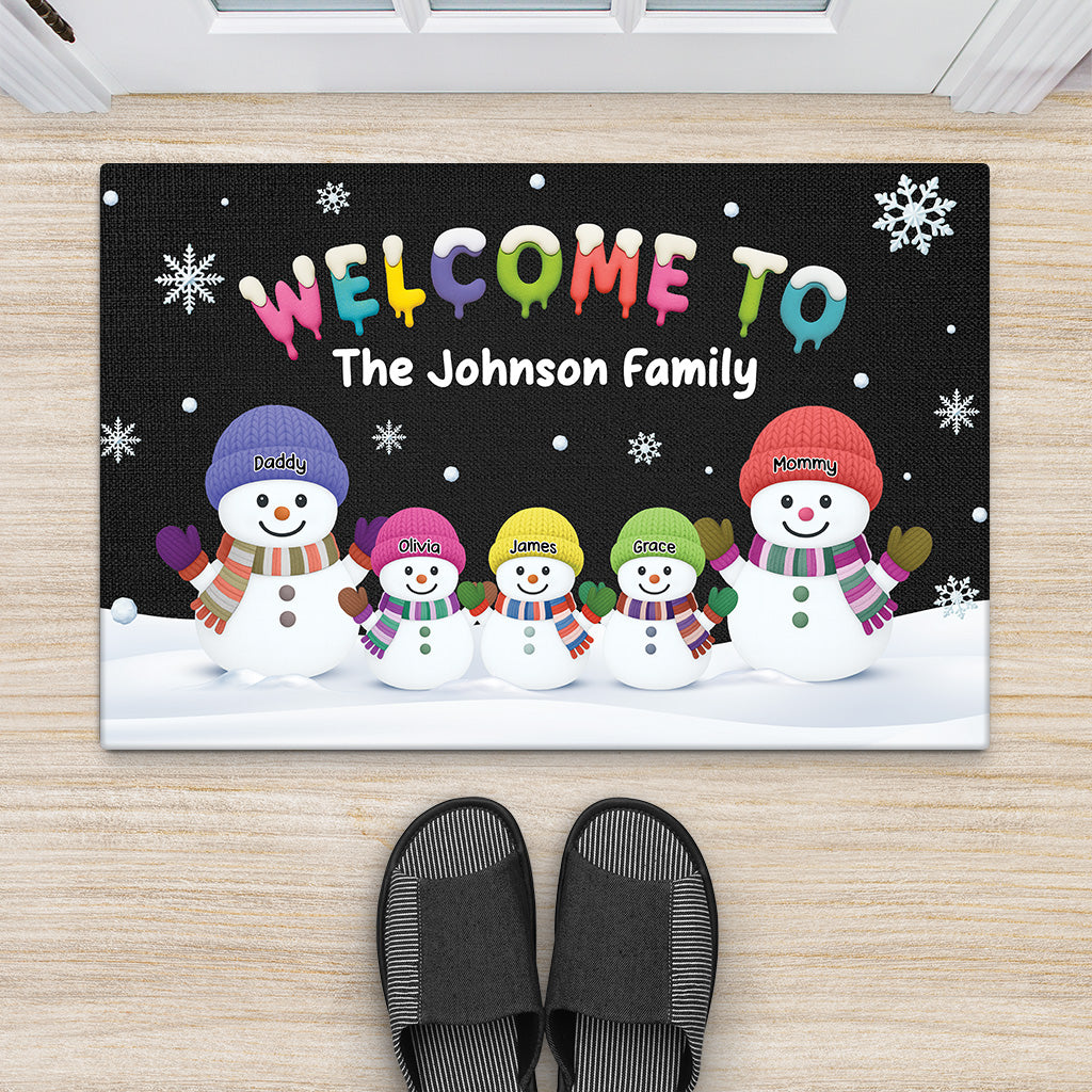 6516DUS1 snowman family welcome doormat_ personalized christmas gifts 6516DTLNI_2
