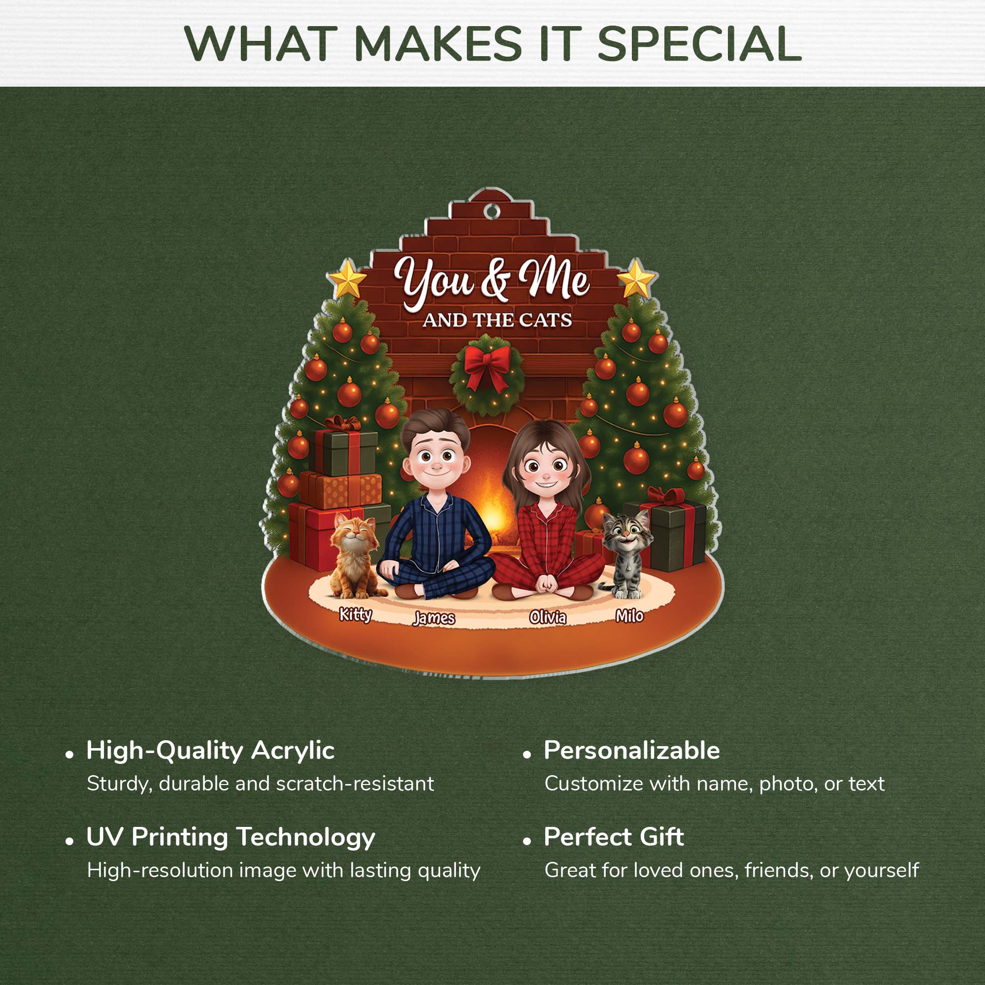 6519OUS4 3d printing effect acrylic you me and the cats ornament personalized christmas gift 6519OKTND