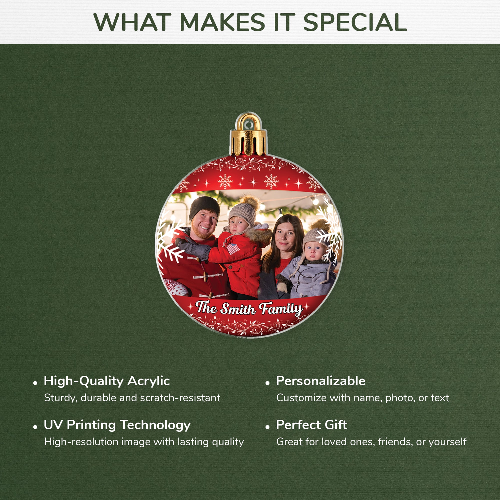 6522OUS4 3d printing effect custom acrylic photo ornaments christmas gifts for family 6522O3QCI