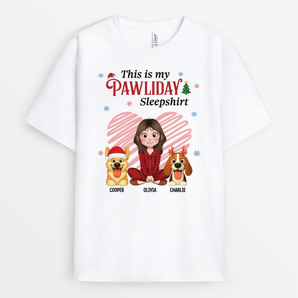 6528AUS1 personalized dog christmas shirt this is my pawliday sleepshirt 6528ATQCC