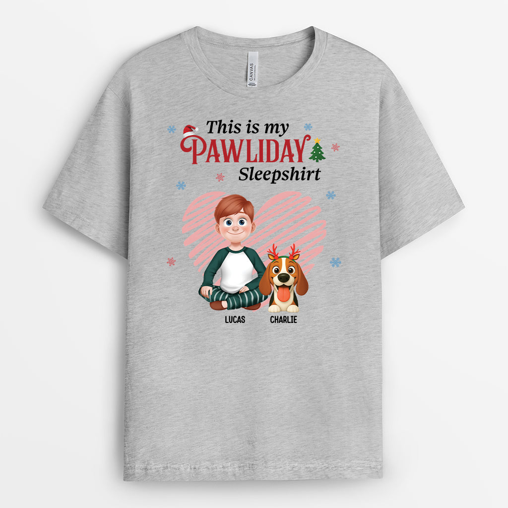 6528AUS2 personalized dog christmas shirt this is my pawliday sleepshirt 6528ATQCC