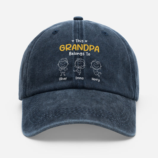 6537AUS1 custom washed cap grandpagrandma gifts with grandkids names 6537ajtptb