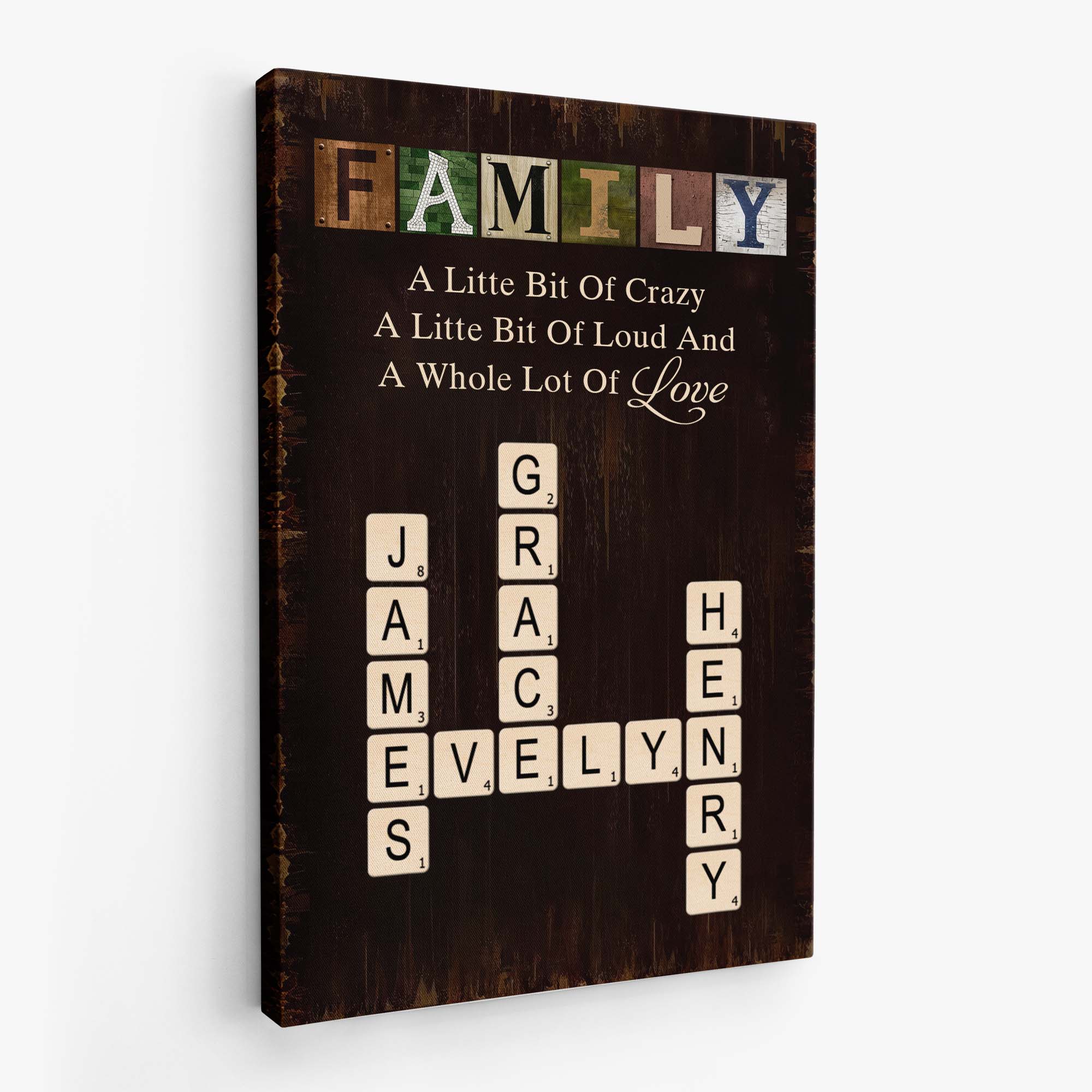 6542CUS2 family a little bit of crazy personalized family name crossword canvas_ 6542C8ZZI