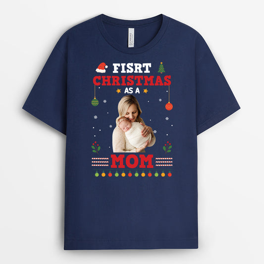 6552AUS2 personalized christmas shirt_s first christmas as a dad mom 6552A6TAA