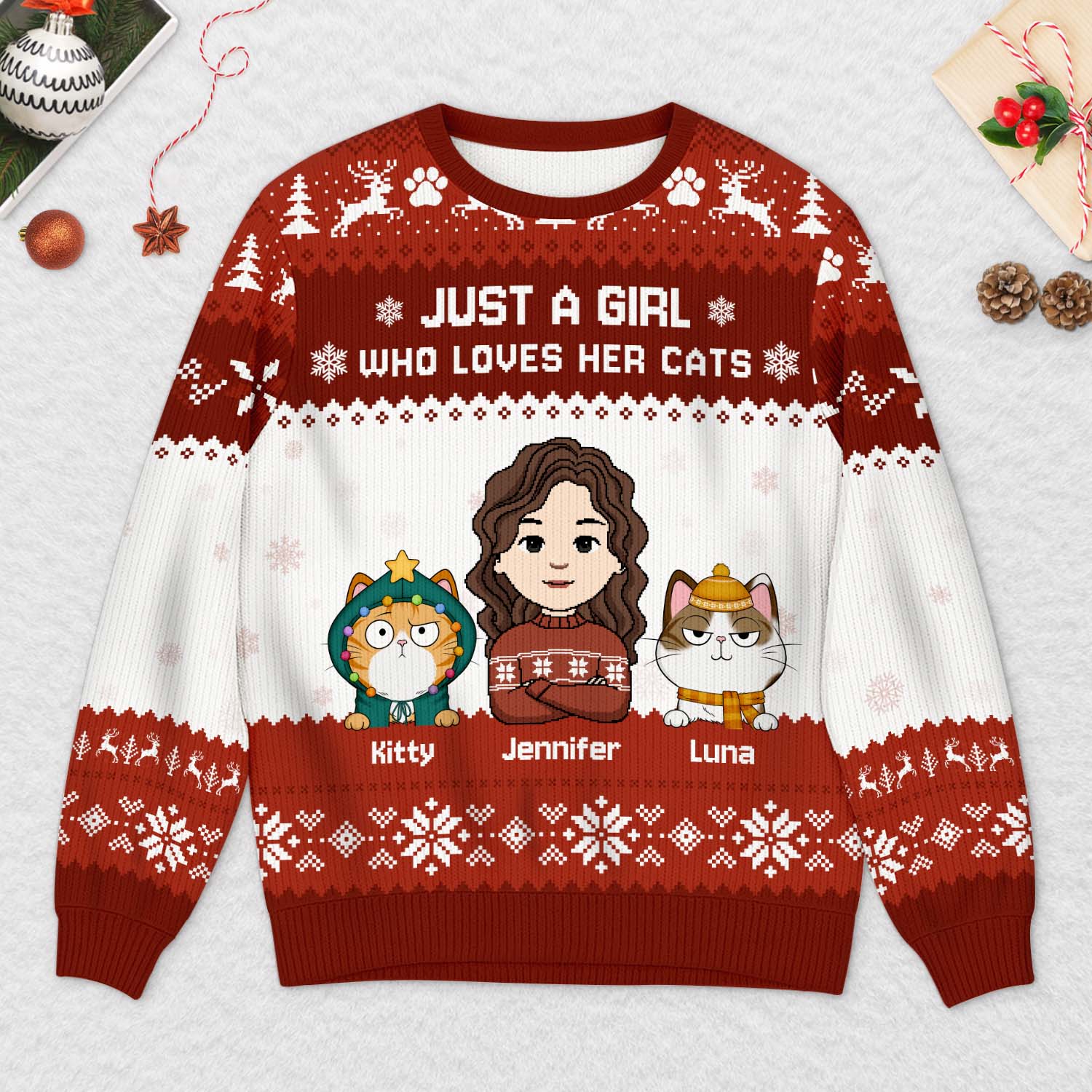 6567WUS2 ugly christmas sweater with cats_ custom gifts for cat lovers 6567WTVND