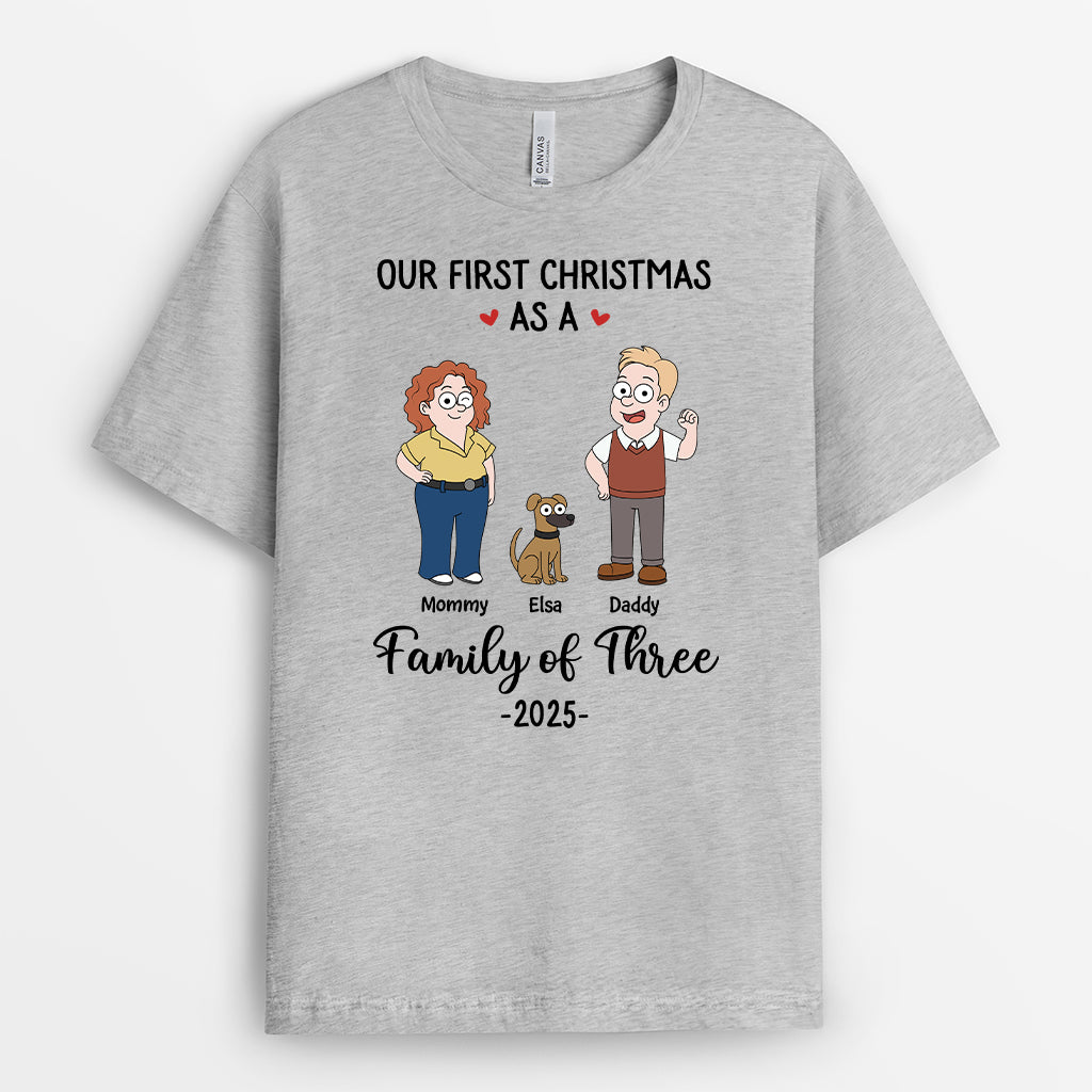 6575AUS2 personalized family t shirts our first christmas as a family of 4_ 6575A3KCI