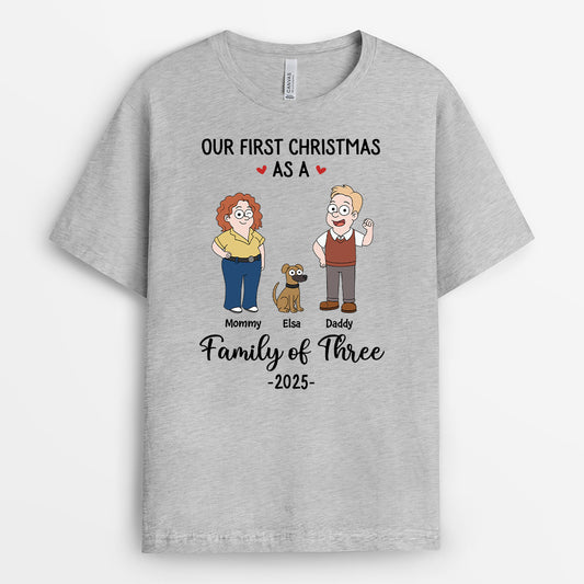 6575AUS2 personalized family t shirts our first christmas as a family of 4_ 6575A3KCI