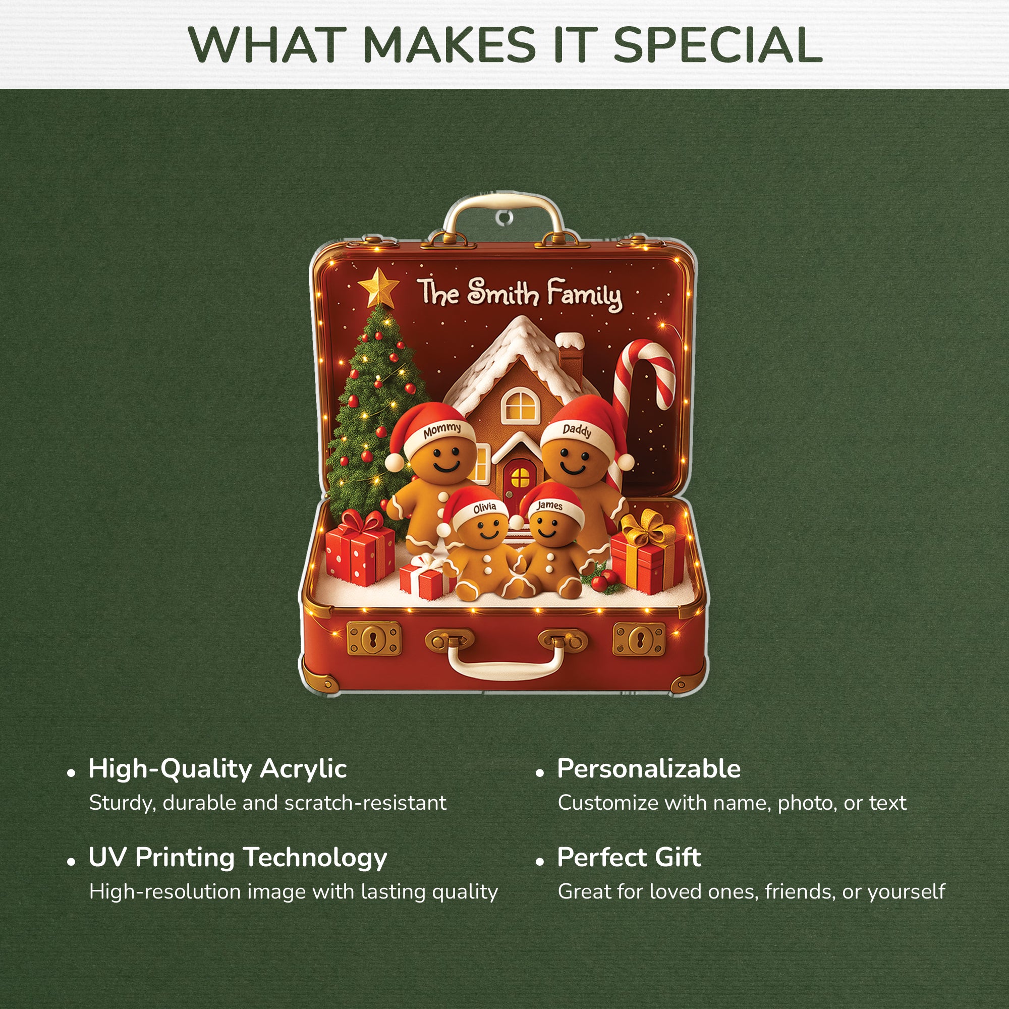 6578OUS4 3d printing effect acrylic gingerbread christmas ornament custom family gift 6578OTZNI