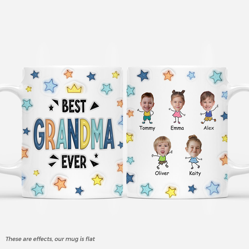 6580MUS1 3d printing effect best grandma ever mug with kids faces_ custom gifts for grandparents_ 6580M8YMA