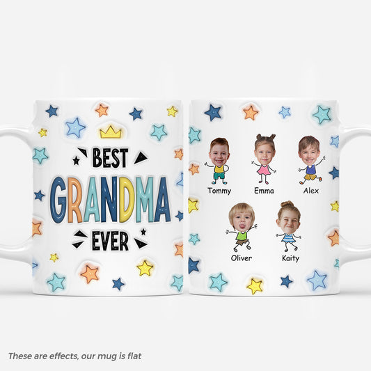6580MUS1 3d printing effect best grandma ever mug with kids faces_ custom gifts for grandparents_ 6580M8YMA