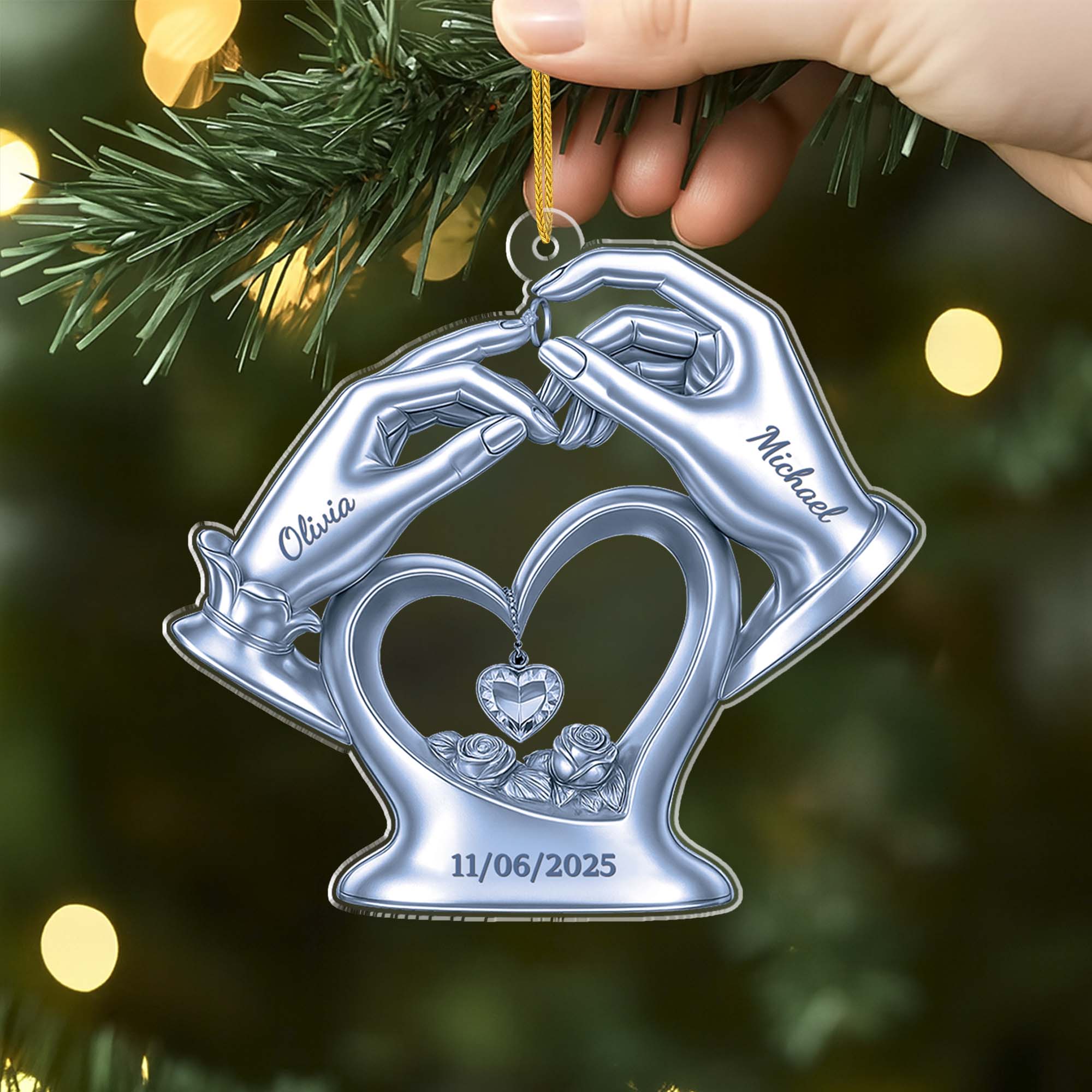 6583OUS2 3d printing effect acrylic wedding christmas ornament custom couple gifts 6583O