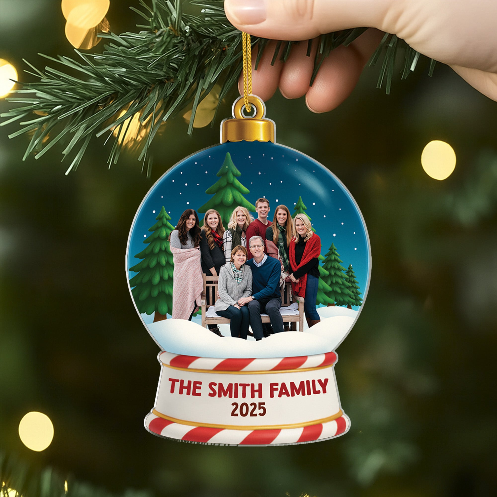 6590OUS2 3d printing effect acrylic snow globe christmas ornament custom family photo gift 6590O8QMI