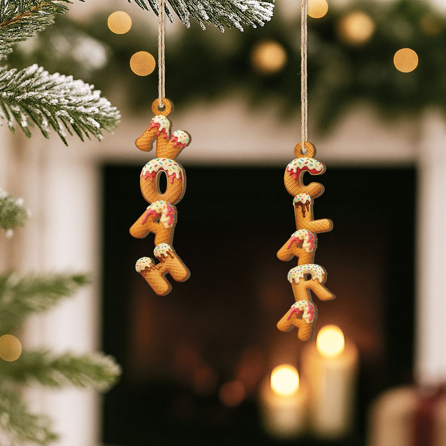 6598OUS2 3d printing effect 1 layered wooden gingerbread letter ornaments personalized xmas gifts 6598O8V5A