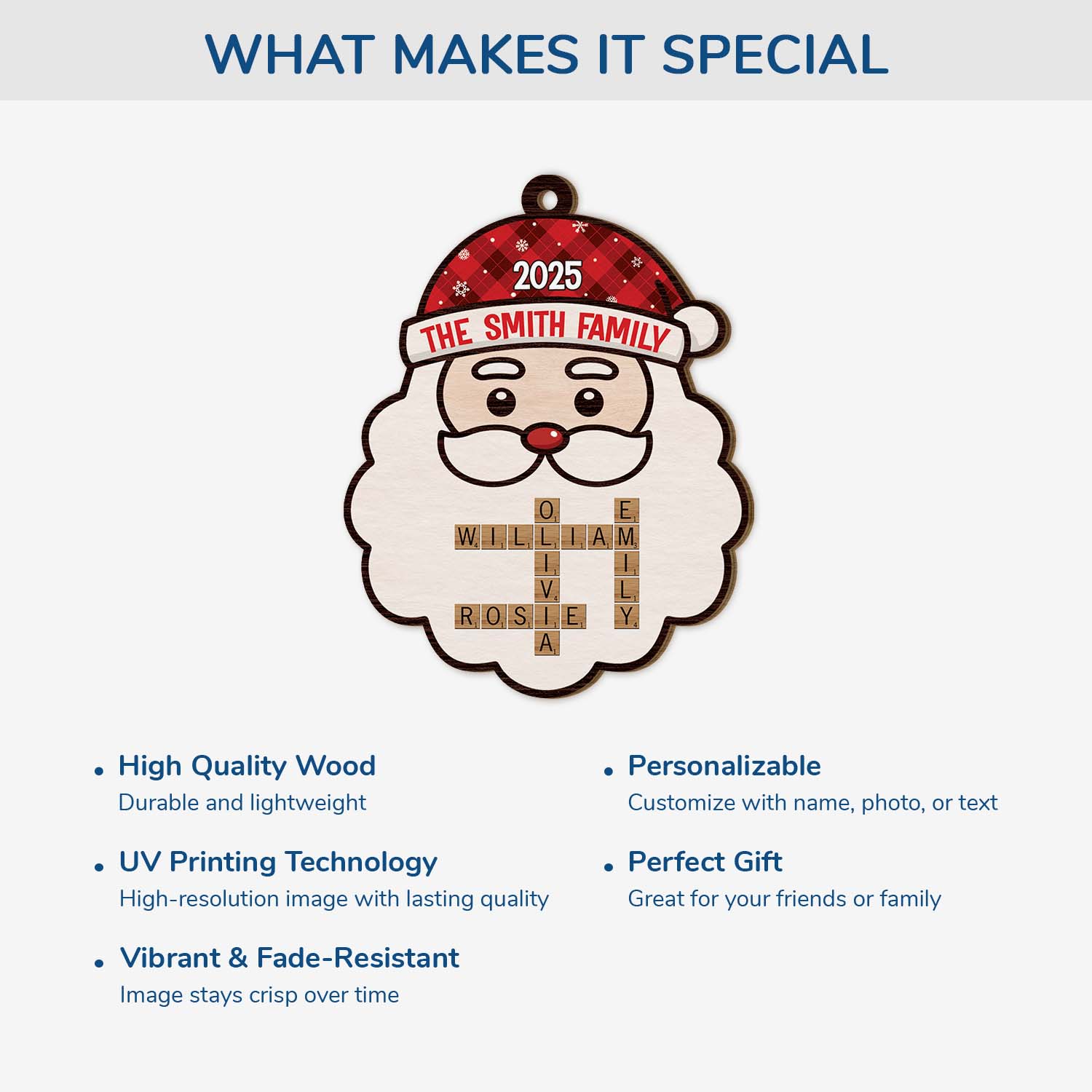 6609OUS4 custom 1 layered wooden santa christmas ornaments crossword gifts for family 6609OTPMI