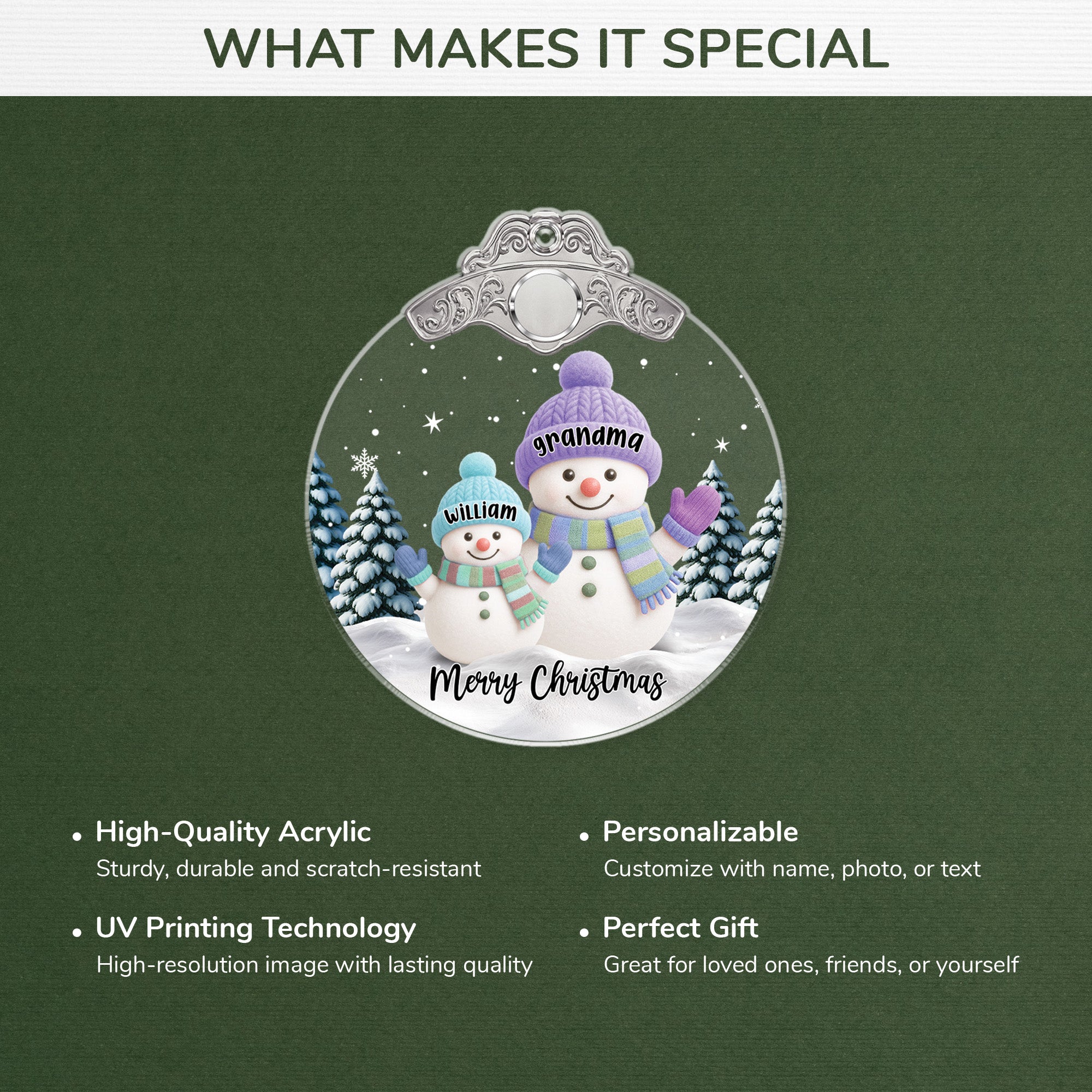 6610OUS1 acrylic snowman ornaments custom christmas gifts for grandparents 6610O3LQA_4