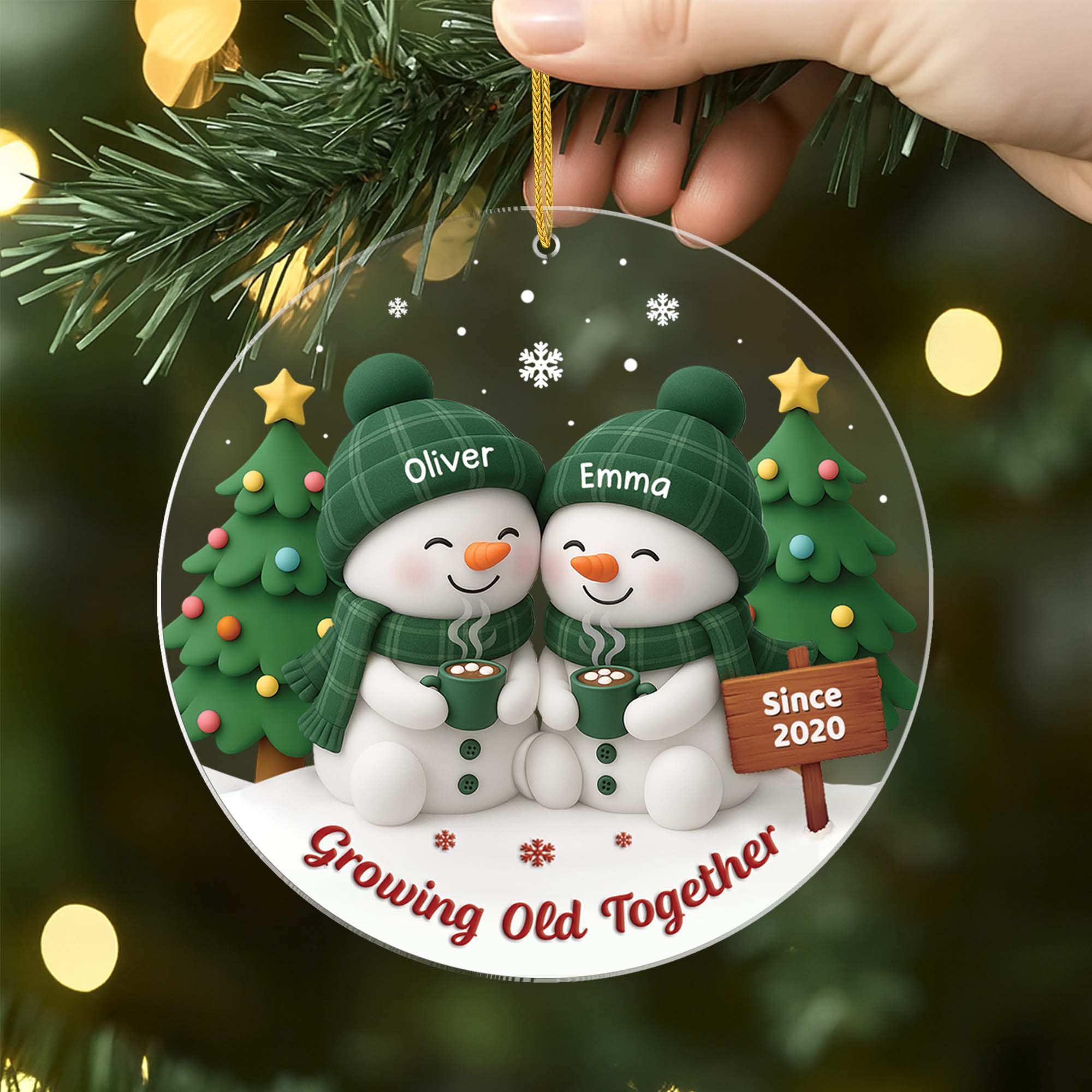 6623OUS2 acrylic snowman ornament_ personalized christmas gift for couples 6623OKQ5G