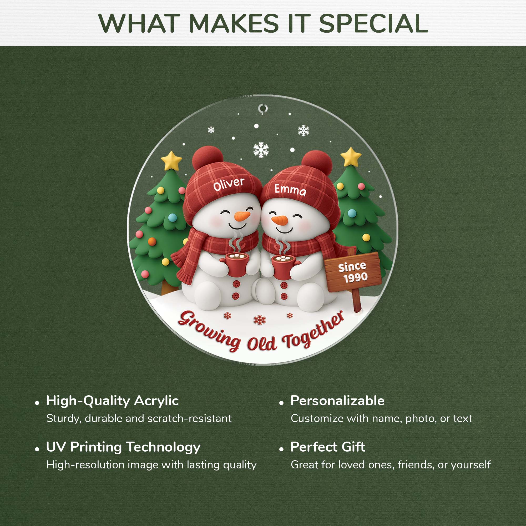 6623OUS4 acrylic snowman ornament_ personalized christmas gift for couples 6623OKQ5G