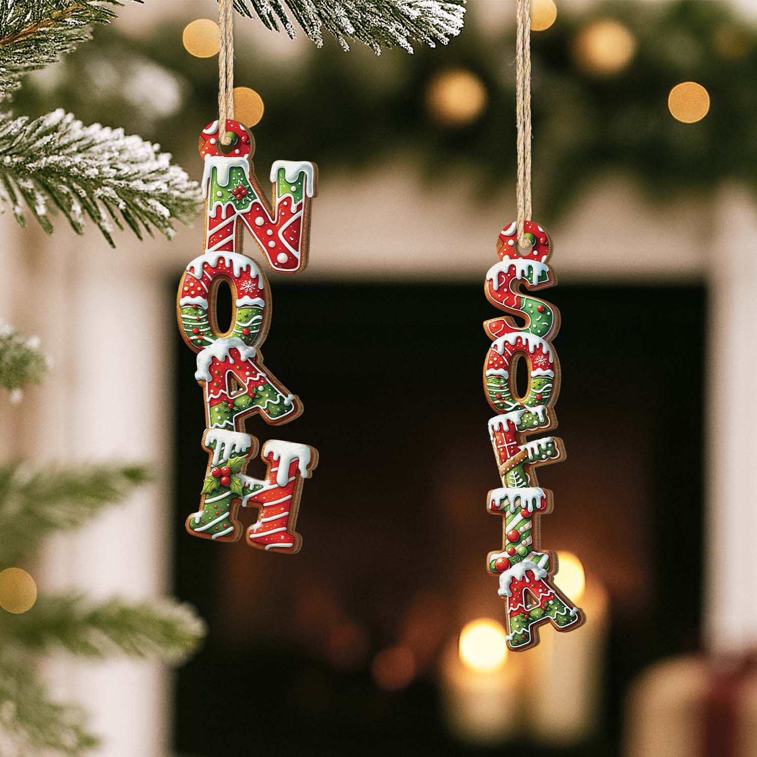 6626OUS2 3d printing effect christmas cookie letter ornaments custom 1 layered wood ornament 6626O3M5A