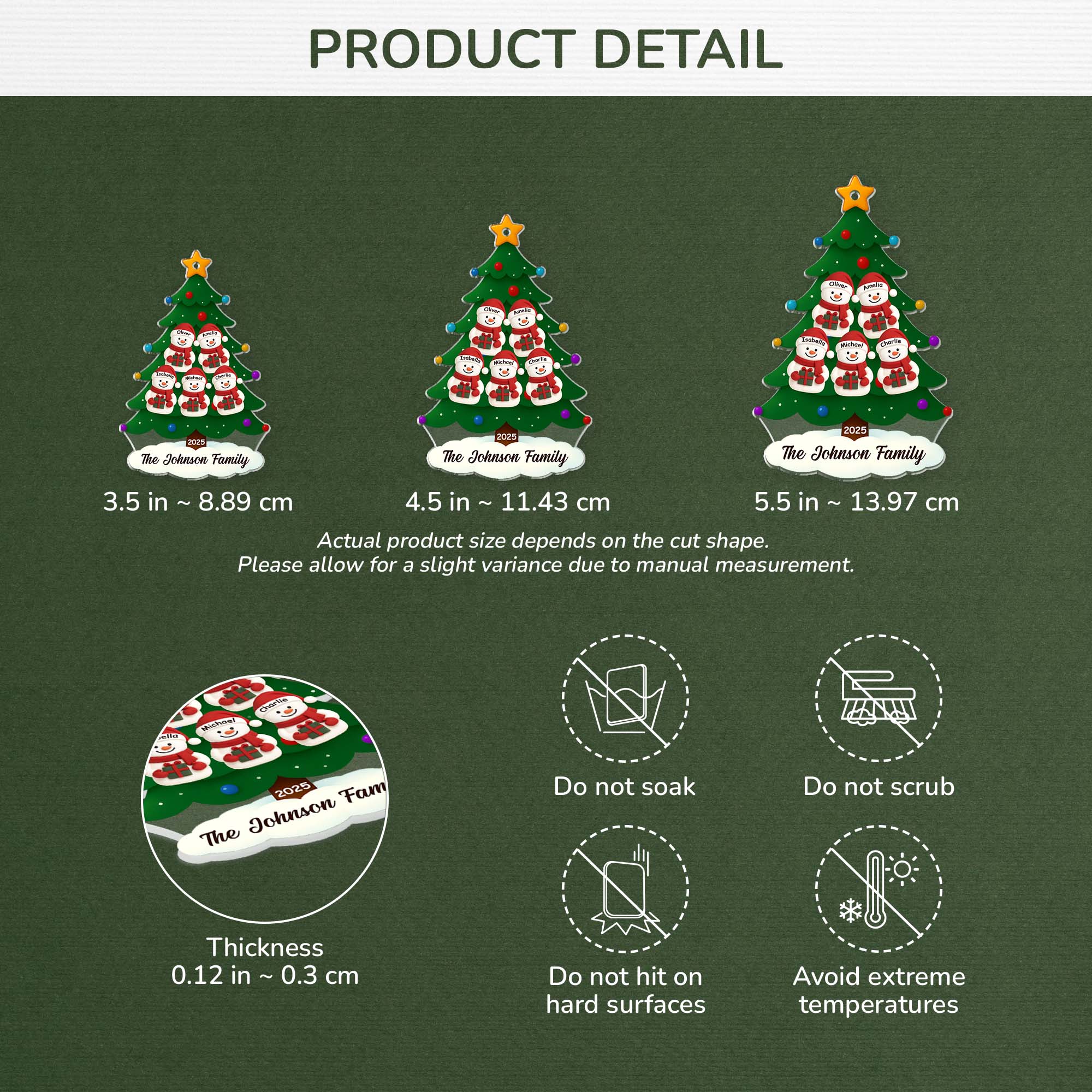 6632OUS3 acrylic snowman family ornament_ custom christmas tree ornaments_ 6632O3TWI