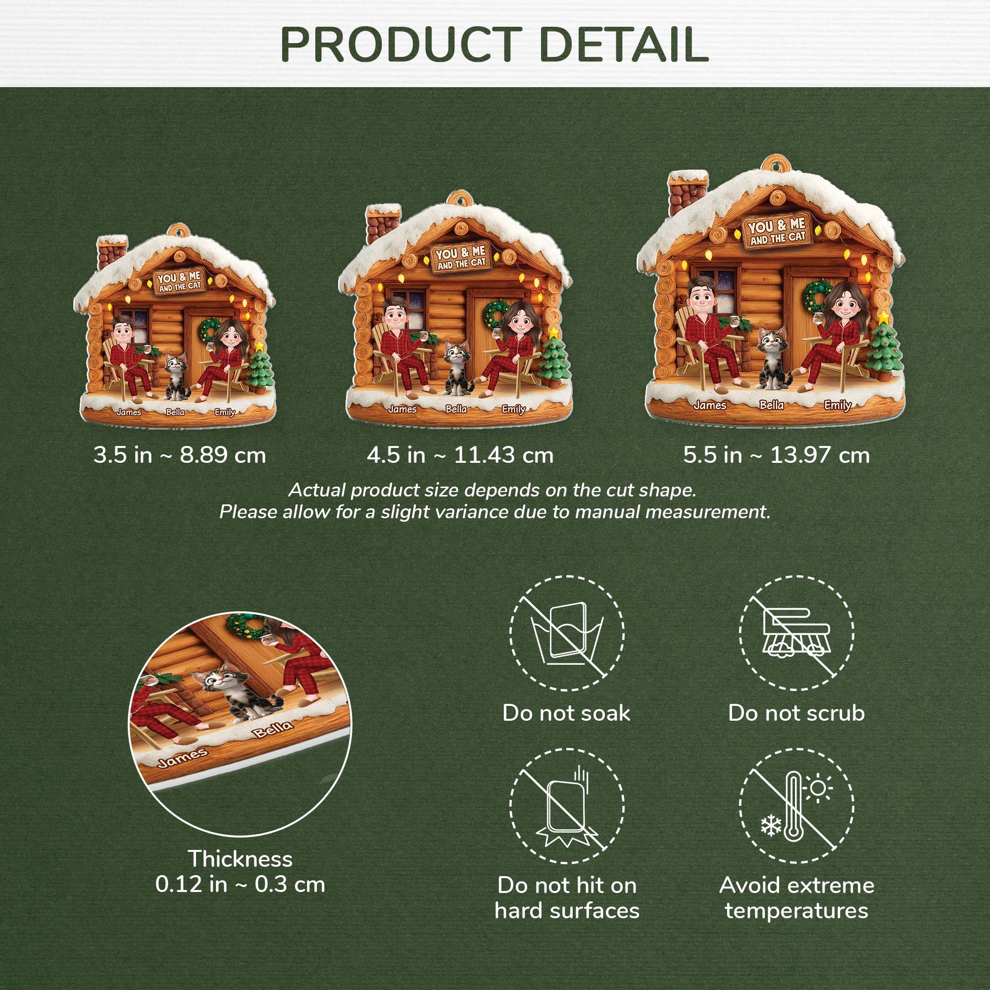 6638OUS3 3d printing effect acrylic couple with cat ornament_ personalized christmas gift 6638OTYAD