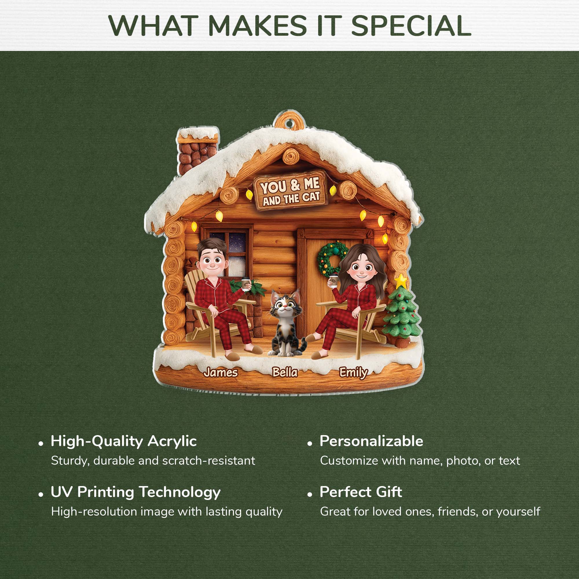 6638OUS4 3d printing effect acrylic couple with cat ornament_ personalized christmas gift 6638OTYAD