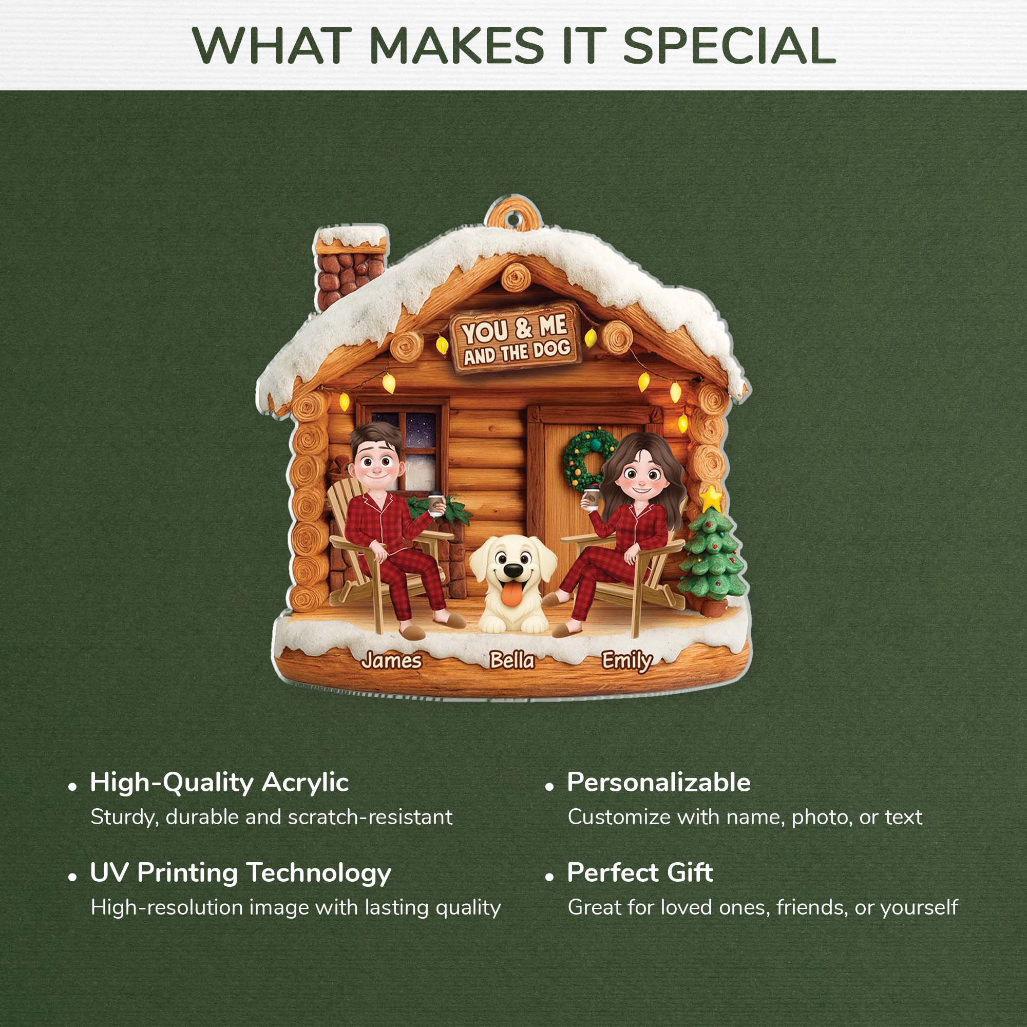 6638OUS4 3d printing effect acrylic couple with dog ornament_ personalized christmas gift 6638OTYAC