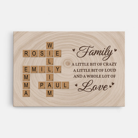 6648CUS1 family a little bit of crazy wall art custom family crossword canvas 6648C8QCI