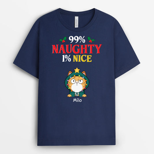 6651AUS2 personalized christmas shirt with cats _ 99_ naughty 1_ nice 6651AKXMD
